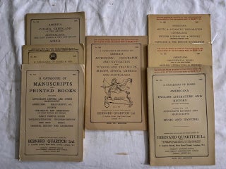 Catalogues of Bernard Quaritch (1885-#363, 510, 664, 691, 696, 701, 709, 725):; C.F. Libbie (1915, 1916, 1927); Maggs Brothers (1935-#552); Argosy (182). Anderson/ American Art Association (1933-#4045)