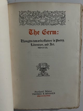 The Germ:; Thoughts towards Nature in Poetry, Literature, and Art