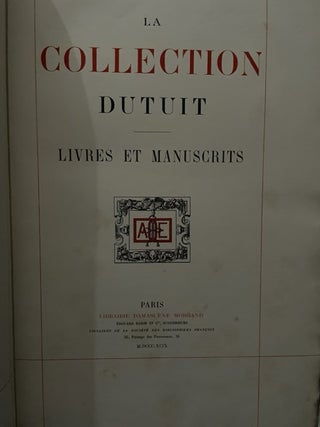 La Collection Dutuit Livres et Manuscrits