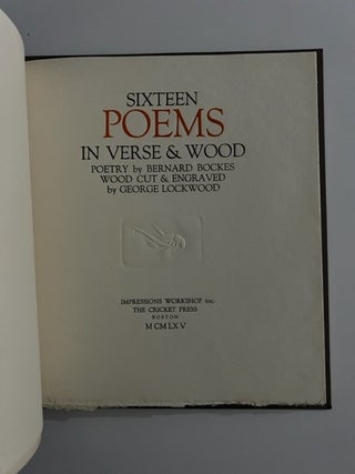 Sixteen Poems; In Verse & Wood