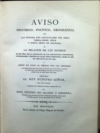 Piraterias y agresiones de los Ingleses y de otros pueblos de Europa en la America española, desde el siglo XVI al XVIII, deducidas de las obras de D. Dionisio de Alsedo y Herrera (Piracy and Aggression by the English in Spanish America); .