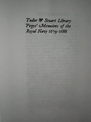 Pepys' Memoires of the Royal Navy, 1679-1688