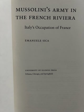 Mussolini's Army in the French Riviera: Italy's Occupation of France