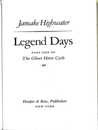 Legend Days: Part One of the Ghost Horse Cycle