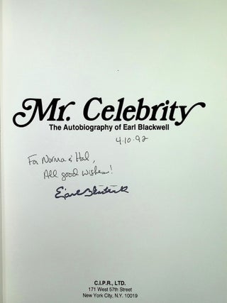 Mr. Celebrity () (Signed); The autobiography of Earl Blackwell
