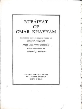 Rubaiyat of Omar Khayyam; Rendered into English verse by Edward Fitzgerald, First and Fifth Versions