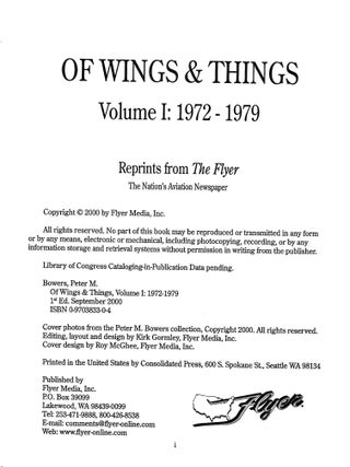 Of Wings & Things Volume 1: 1972-1979 Reprints from The Flyer